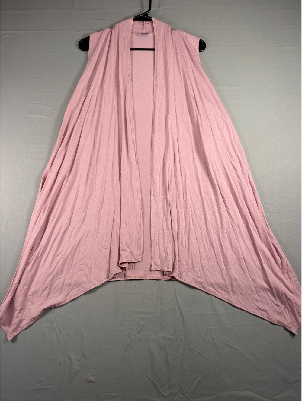 Azures American Basics Pink Sleeveless Open Front Asymmetric Lightweight Vest